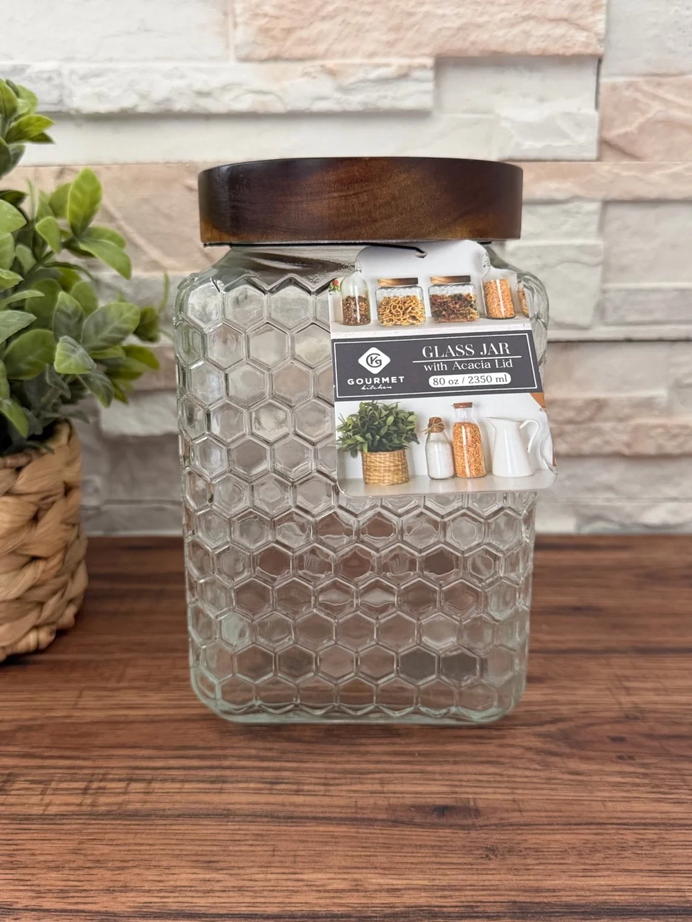 🆕 Glass Honeycomb 80oz Storage Jar / Canister! - Picture 1 of 5